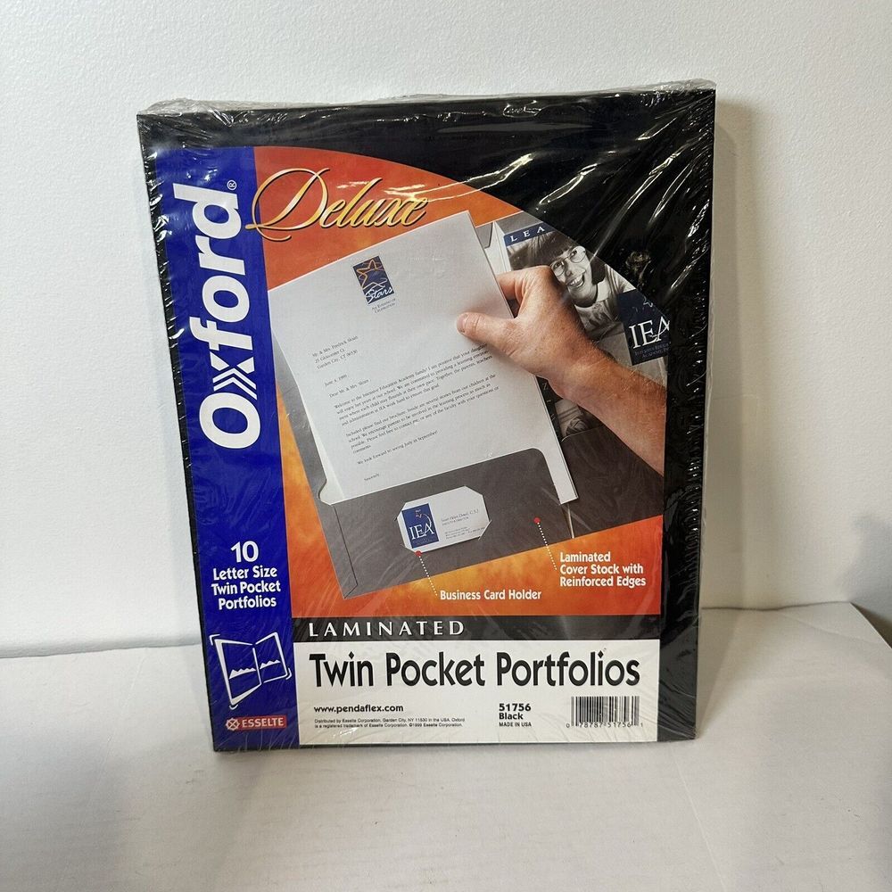 10 Oxford Twin Pocket Portfolios, 8 1/2" x 11", BLACK, 10/PK #517556 New in wrap